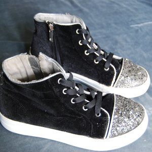 Mina High Top Velvet Sneakers with Silver Sparkly Toes Size 4